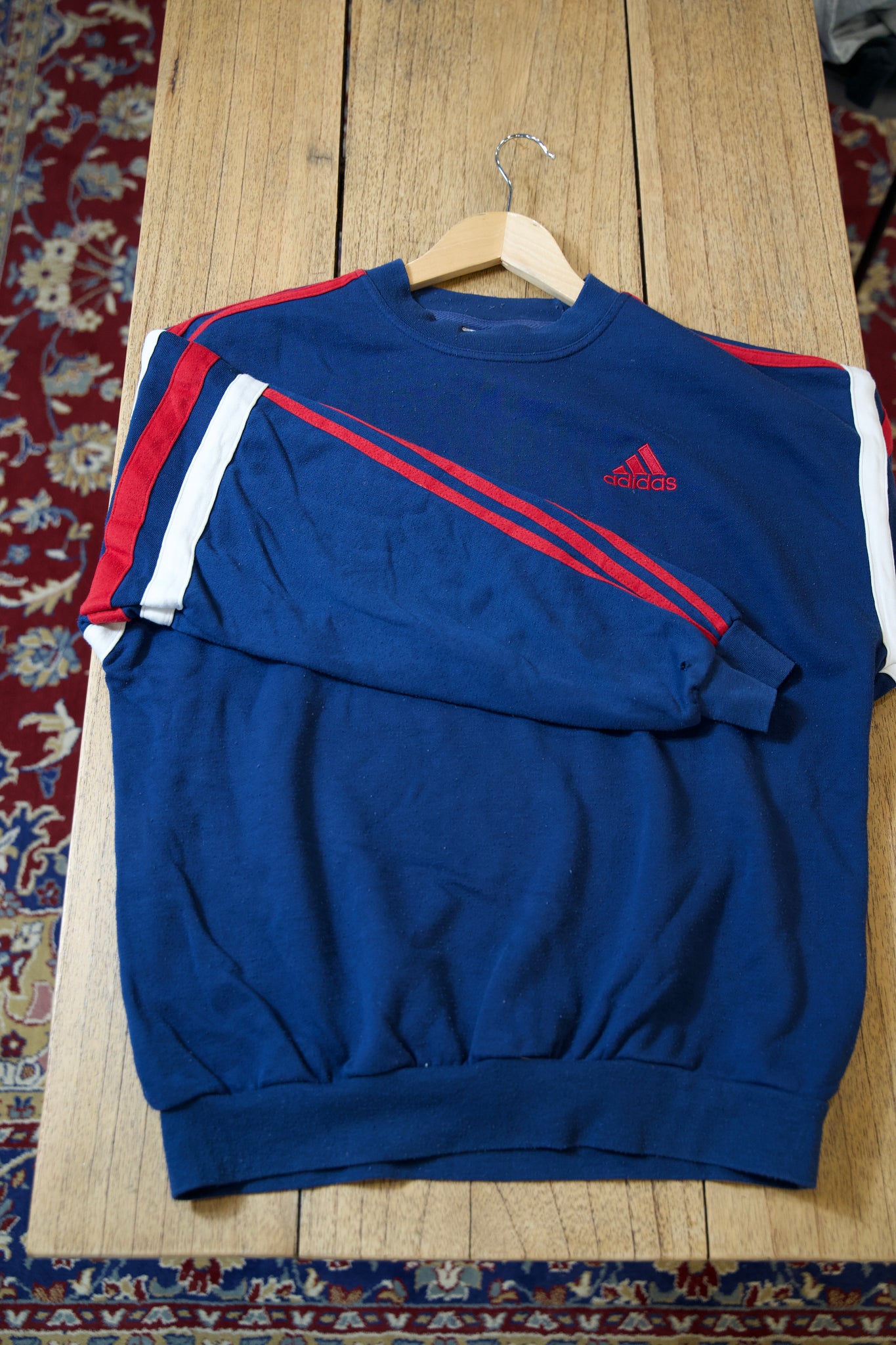 Blue and Red Adidas Crew