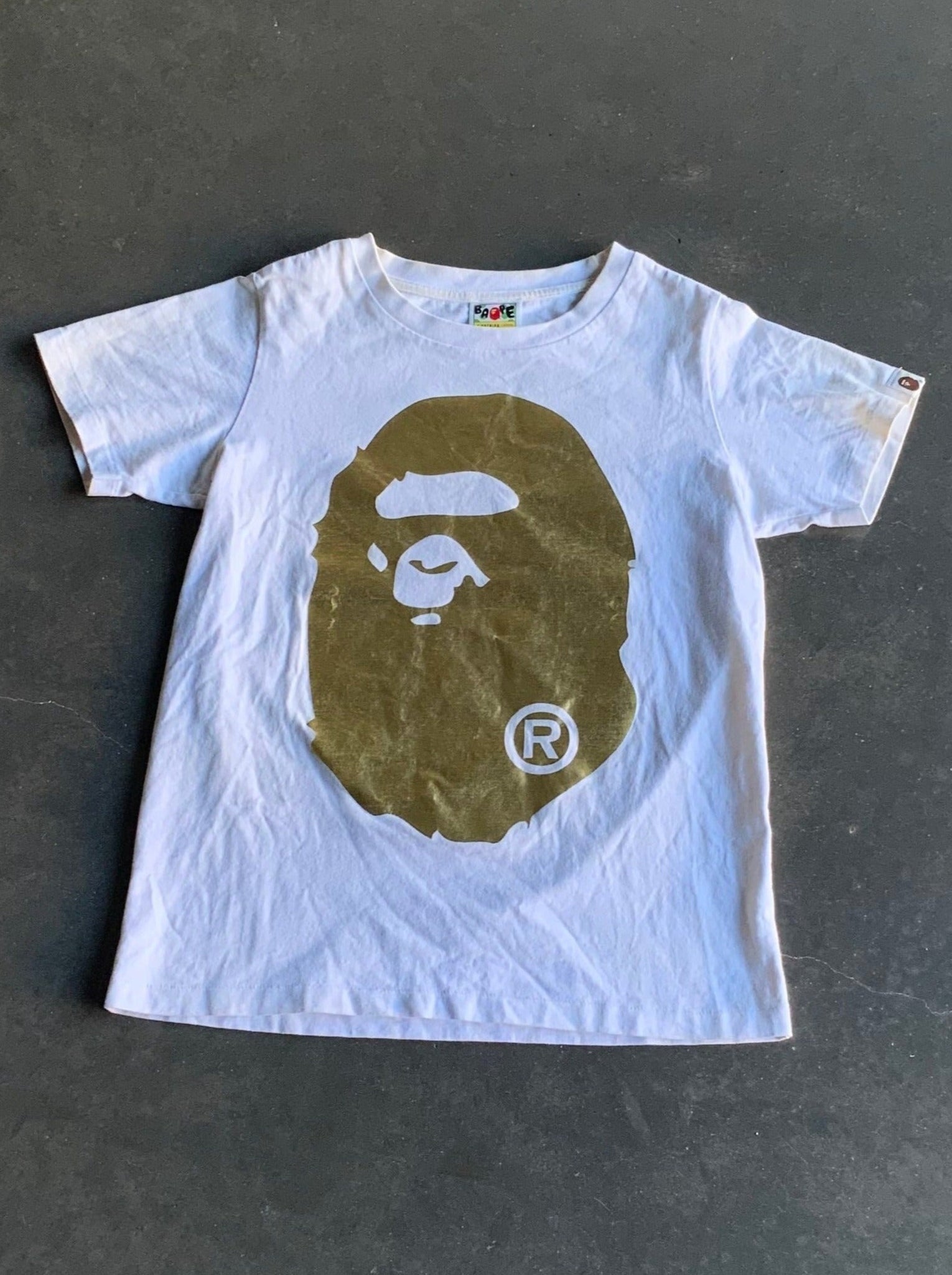 Bape Big Ape Head Gold Tee S