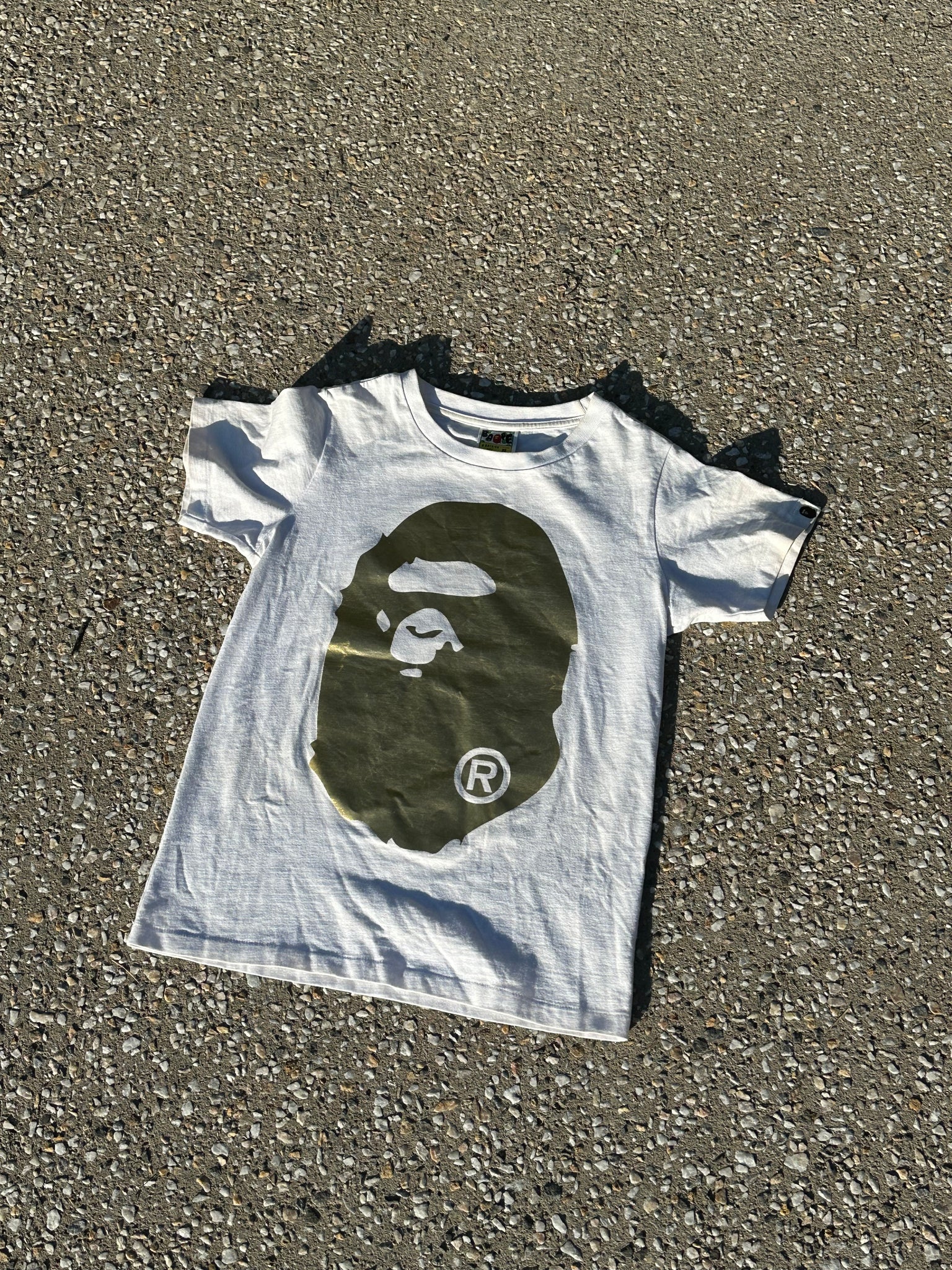 Bape Big Ape Head Gold Tee S