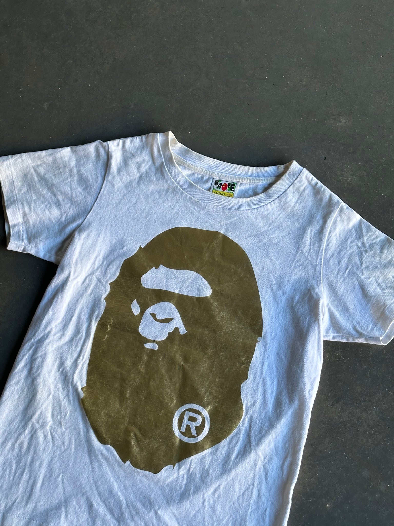 Bape Big Ape Head Gold Tee S